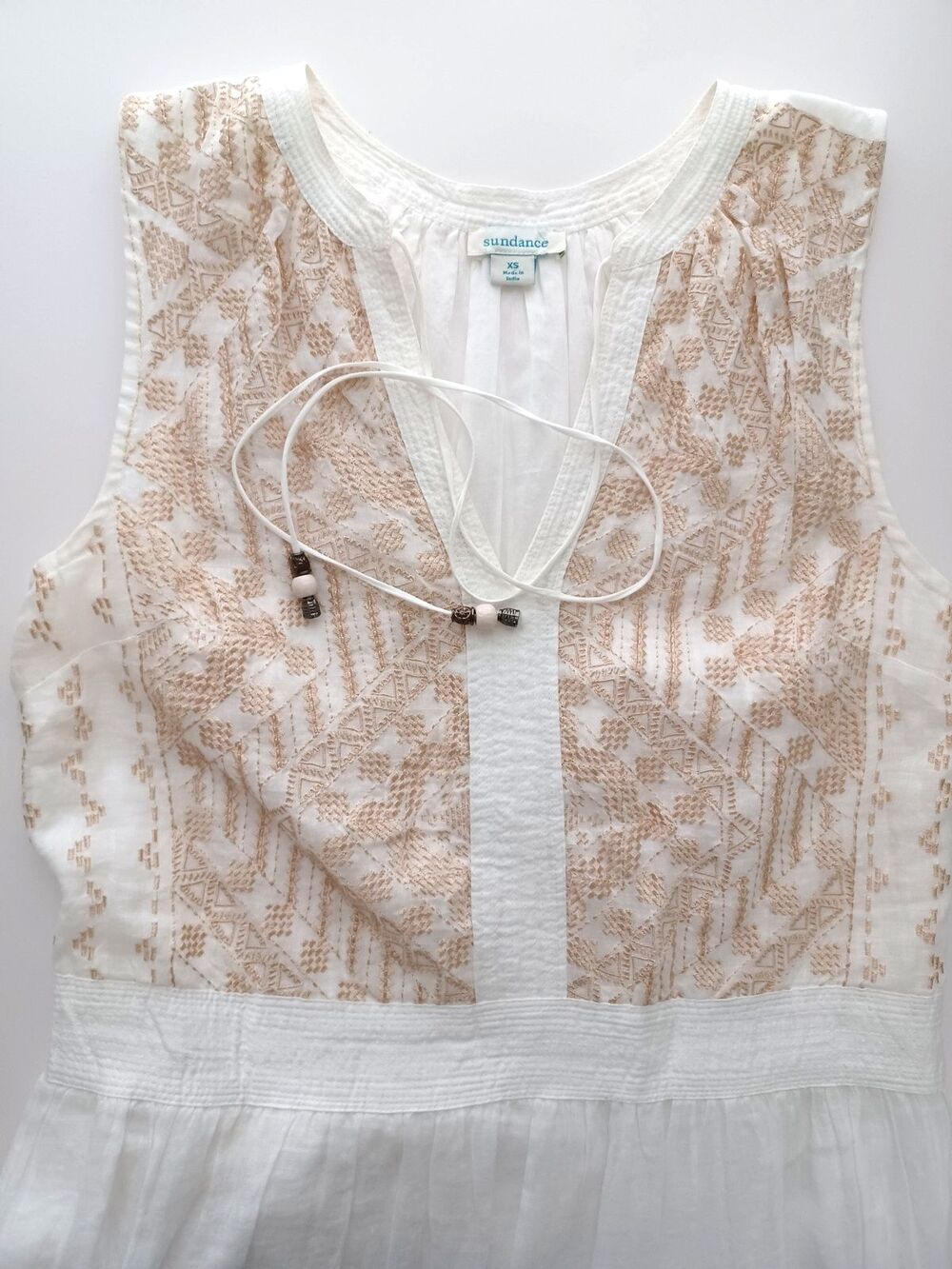 Sundance Tiered Maxi Dress XS Embroidered Boho Resortwear Summer Cottage Airy